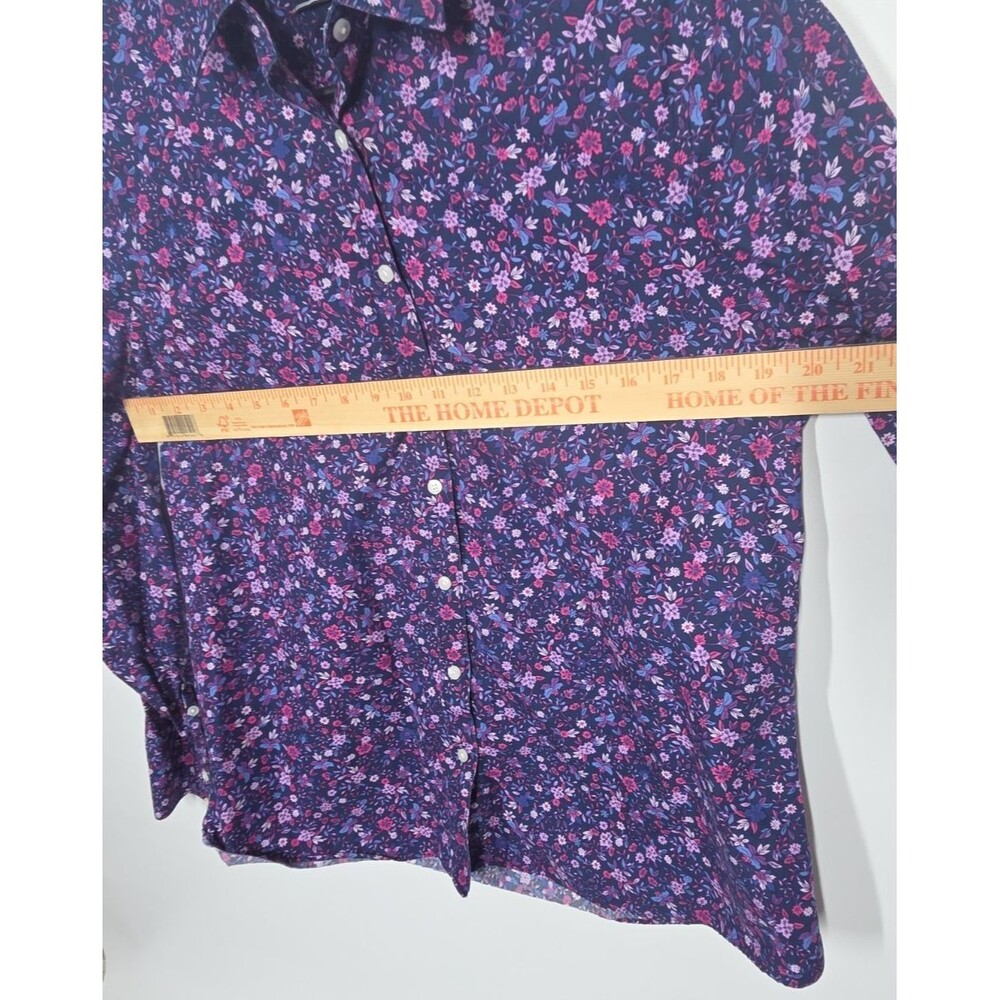 Lands' End Womens Supima Cotton Button Down Shirt 14 Floral Ditsy No Iron Casual - Picture 8 of 10